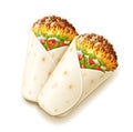 Burrito. Mexican national traditional food. Vector illustration.