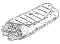 Burrito. Mexican traditional food. Vintage monochrome gray hatching illustration