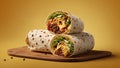 Burrito rolls on a Yellow Background