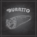 Burrito scetch on a black board Royalty Free Stock Photo