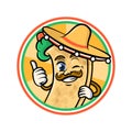 Burrito in sombrero gives a thumbs up Royalty Free Stock Photo