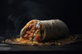 Burrito Wrap, Traditional Mexican Burritos, Meat Vegetables Tortilla, Abstract Generative AI Illustration