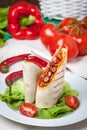 Burritos filled wiht minced meat, bean and vegetables. Royalty Free Stock Photo