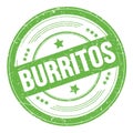 BURRITOS text on green round grungy stamp