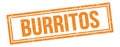 BURRITOS text on orange grungy vintage stamp