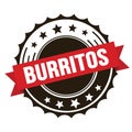 BURRITOS text on red brown ribbon stamp