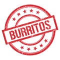 BURRITOS text written on red vintage stamp