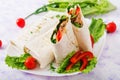 Burritos wraps with minced beef and vegetables Royalty Free Stock Photo