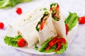Burritos wraps with minced beef and vegetables Royalty Free Stock Photo