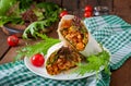 Burritos wraps with minced beef and vegetables Royalty Free Stock Photo