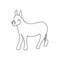 Burro, donkey one line art. Continuous line drawing of domestic animal.