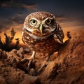 Ai Generated illustration Wildlife Concept of Burrowing Owl