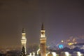 Bursa at night. Blue tomb local name is yesil turbe