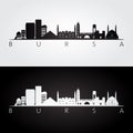 Bursa skyline and landmarks silhouette
