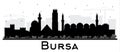 Bursa Turkey City Skyline Silhouette with Black Buildings Isolated on White