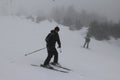 Turkey, Uludag,Riding on ski with mountains. Royalty Free Stock Photo