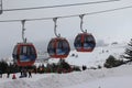 Turkey, Uludag,Riding on ski with mountains. Royalty Free Stock Photo