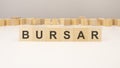 BURSAR word of wooden blocks on a white background Royalty Free Stock Photo