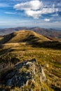 Burst of autumn colors in the mountains. Polonina Carynska, Bieszczady National Park, Carpathians, Poland Royalty Free Stock Photo