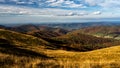 Burst of autumn colors in the mountains. Polonina Carynska, Bieszczady National Park, Carpathians, Poland Royalty Free Stock Photo