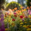 Burst of Colors: A Macro Shot of a Flower Garden in Golden Hour