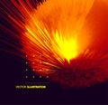 Burst, fire and explosion. Abstract vector illustration with dynamic effect. Background for advertising, marketing and Royalty Free Stock Photo