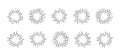 Burst line vector icon, sun ray star set, retro circle sunshine, black starburst drawn element. Simple round illustration