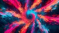 A burst of neon colors explodes outwards in an abstract pattern resembling a psychedelic swirl Royalty Free Stock Photo