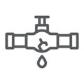Burst oil pipe line icon, crack and plumber, oil leak sign, vector graphics, a linear pattern on a white background. Royalty Free Stock Photo