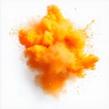 A burst of orange creates a dynamic cloud of movement on a white background