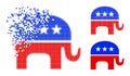 Decomposed Pixelated Republican Elephant Glyph with Halftone Version