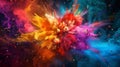 A burst of thermal energy transforms into a stunning abstract explosion of vivid colors