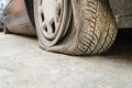 Burst tire car Royalty Free Stock Photo