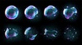 Bursting soap rainbow bubbles with reflections Royalty Free Stock Photo