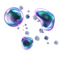 Bursting soap rainbow bubbles with reflections Royalty Free Stock Photo