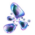 Bursting soap rainbow bubbles with reflections Royalty Free Stock Photo