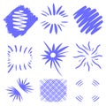Bursts vector. Hand drawn sun bursts on white background. Dark blue geometric shapes. Unique design for logo text. Grunge design