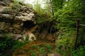 Burta Gural waterfall on the Sudenytsya River, Derzhanivka Khmelnytskyi Oblast. Summer day, beautiful nature of Ukraine.