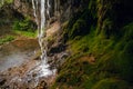 Burta Gural waterfall on the Sudenytsya River, Derzhanivka Khmelnytskyi Oblast. Summer day, beautiful nature of Ukraine.