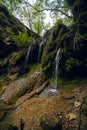 Burta Gural waterfall on the Sudenytsya River, Derzhanivka Khmelnytskyi Oblast. Summer day, beautiful nature of Ukraine.