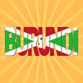 Burundi flag text with sunburst illustration