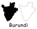 Burundi Country Map. Black silhouette and outline isolated on white background. EPS Vector