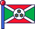 Burundi republic nation flag on flagstaff vector