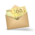 10000 Burundian franc notes inside an open brown envelope Royalty Free Stock Photo