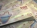 Burundian money. Burundian franc banknotes. 500 BIF francs bills Royalty Free Stock Photo