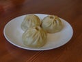 Buryat delicious buuz on a plate Royalty Free Stock Photo