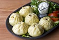 Buryat food - buuzy stuffed with meat Royalty Free Stock Photo