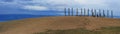 Buryat shamanism pillars. Landscape Lake Baikal, eastern Siberia, Irkutsk region, Russia. Panorama of the lake, mountains, rocks