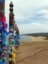 Buryat traditional pagan holy poles by the Lake Baikal