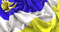 Buryatia Flag Ruffled Beautifully Waving Macro Close-Up Shot